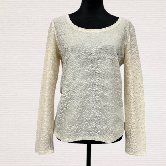 Women’s XS J.Jill Cream Textured Stretch LS Top - Picture 3 of 6